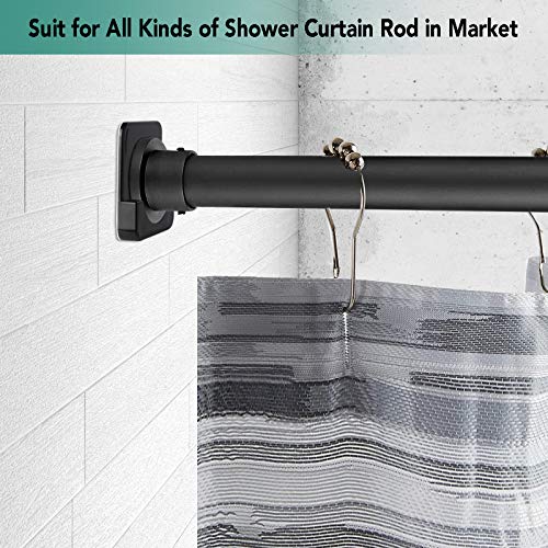 4 Pack Black Shower Curtain Rod Holder for Wall Mount | Adhesive Shower Rod Tension Retainer for Tile | No Drilling | Stick On | (Shower Curtain Rod Not Included) - color: Black 4-PACK