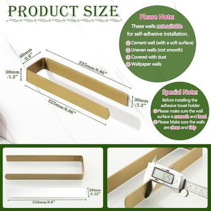 Alise Hand Towel Holder Self Adhesive Towel Bar for Bathroom,Gold | Towel Hanger for Bathroom,SUS304 Stainless Steel Towel Rack for Kitchen Under Sink Cabinet Wash Basin Side,No Drilling - color: Brushed Gold