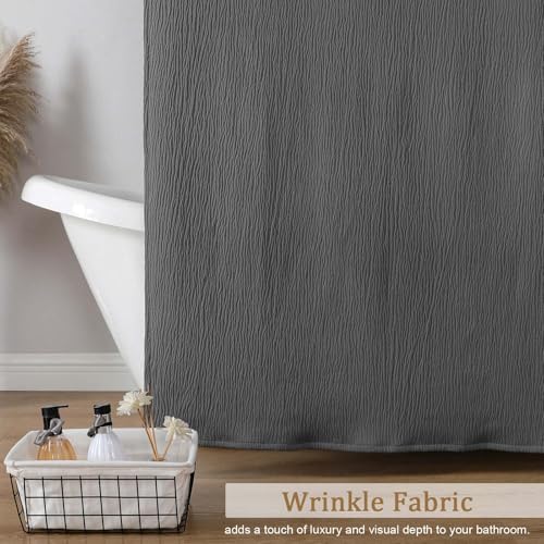 Aiyufeng Fabric Grey Long Shower Curtain for Bathroom, 3D Textured Pattern Shower Curtain Hotel Spa Quality, Boho Bathroom Curtain Modern Style Soft Cloth Luxury, Machine Washable,72x84 Inches - color: Grey, size: 72"W x 84"L (Pack of 1)