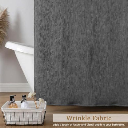 Aiyufeng Fabric Grey Long Shower Curtain for Bathroom, 3D Textured Pattern Shower Curtain Hotel Spa Quality, Boho Bathroom Curtain Modern Style Soft Cloth Luxury, Machine Washable,72x84 Inches - color: Grey, size: 72"W x 84"L (Pack of 1)