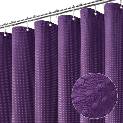 MitoVilla Purple Fabric Shower Curtain, Modern Weave Textured Shower Curtains for Luxury Bathroom Decor, Weighted Bathroom Shower Curtain, 72 x 72 - color: Purple, size: 72"W x 72"L (Pack of 1)