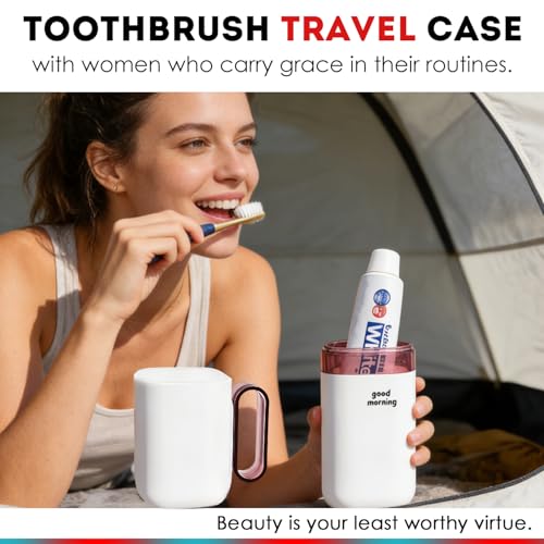 Toothbrush Travel Case,Toothbrush Holder and Rinse Cup with Handle Travel Toothbrush Cup,Multifunctional Toothbrush Cover,Large Capacit Travel Toothbrush Holder with Mouthwash Cup Purple - color: 1pcs-purple