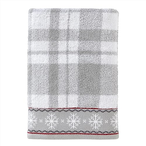 SKL Home Christmas/Winter Whistler Plaid Bath Towel, 100% Cotton, Gray | 500 GSM. Soft & absorbent plaid jacquard. Great for holiday gifting. - color: Whistler Plaid, style: Bath Towel