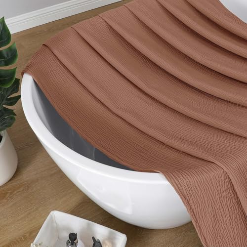 Aiyufeng 3D Textured Terracotta Shower Curtain for Bathroom, Fabric Shower Curtain Soft Cloth & Hotel Spa Quality, Luxury Boho Bathroom Curtains, Machine Washable, Terracotta, 72x72 Inches - color: Terracotta, size: 72"W x 72"L (Pack of 1)