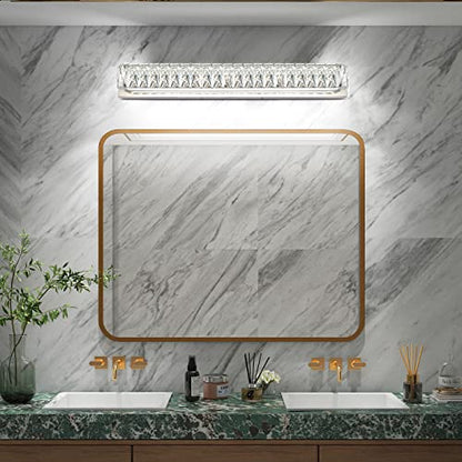 Modern Bathroom Light Fixtures Over Mirror 30 inch Crystal Chrome LED Vanity Light Bar White Light 6000K (7500-760mm) - color: Not Dimmable, size: 30 inch