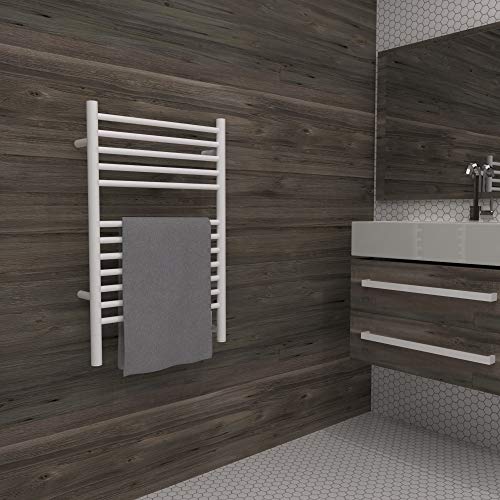 Amba Jeeves ESW Model E-Straight 12-Bar Hardwired Towel Warmer in White - color: White