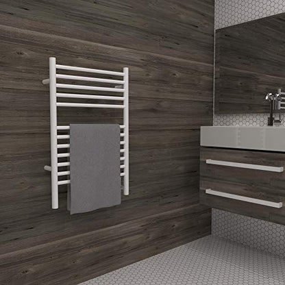 Amba Jeeves ESW Model E-Straight 12-Bar Hardwired Towel Warmer in White - color: White