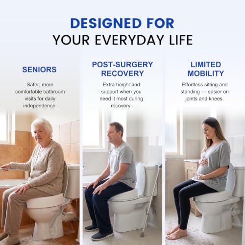 5" Locking Toilet Seat Riser,Elevated Raised Toilet for Senior,350lb | for Pregnant, Adults, Seniors, Disabilities, and Elderly, Fits Standard Round Toilet - size: Standard