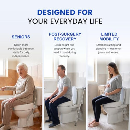 5" Locking Toilet Seat Riser,Elevated Raised Toilet for Senior,350lb | for Pregnant, Adults, Seniors, Disabilities, and Elderly, Fits Standard Round Toilet - size: Standard