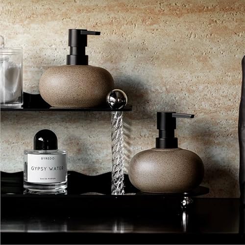 10oz Ceramic Hand Soap Dispenser, Elegant Liquid Soap Dispenser for Bathroom Countertop, Heavy & Sturdy Dish Soap Dispenser for Kitchen (Brown Set of 2) - color: Brown Set of 2