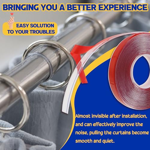 39 Ft Curtain Rod Tape - Smooth and Silent Sliding Accessories for Drapery Rings - Hard Surface - Wide - Make Curtains Slide Easier - size: 39ft