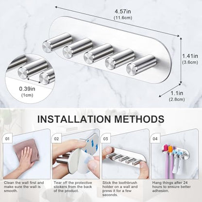 Electric Toothbrush Head Holder, Toothbrush Holders Wall Mounted, Adhesive Tooth Brush Head Holder Organiser, Electric Toothbrushs Holder, Shower Tooth Brushing Holder (Silver, Large) - color: Silver, size: Large