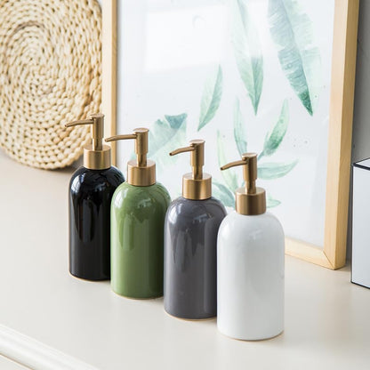 Classic Cylindrical Soap Dispenser, Multi-Color Ceramic Bottle(Gray) - color: Gray