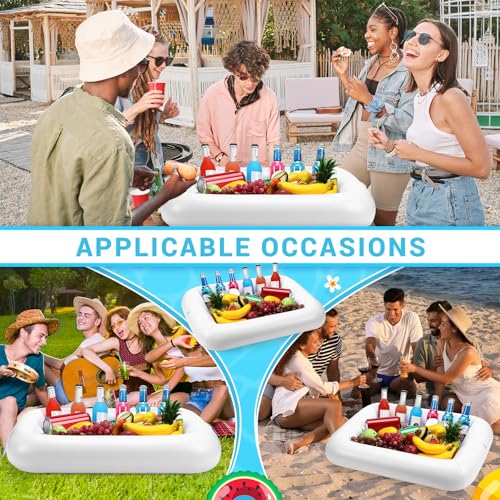 FillTouch Rectangular Inflatable Serving Bar Floating Drink Holder for Pool Inflatable Cup Holders Hot Tub Accessories, Adults Swimming Fun Drink Floats for Swimming Pool Party(White) - color: White