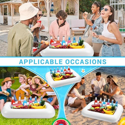 FillTouch Rectangular Inflatable Serving Bar Floating Drink Holder for Pool Inflatable Cup Holders Hot Tub Accessories, Adults Swimming Fun Drink Floats for Swimming Pool Party(White) - color: White