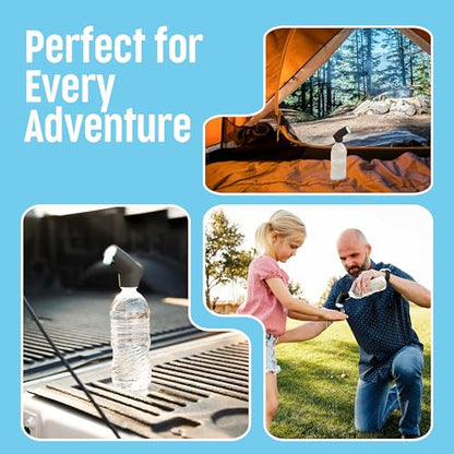 Refillable Caps, 2 Pack - Universal Fit Turns Most Disposable Water Bottles Into A Hand Washing Station - Includes Refillable Soap Reservoir - Conveniently Sized to Take on The Go - color: Black