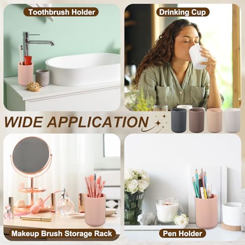 uxcell Bathroom Tumblers, 14oz Reusable Toothbrush Cup 2.8x4 Plastic Cup for Bathroom Travel Home Toothpaste Makeup Brush Holder Mouthwash Water Beverages Combs, Brown - color: Brown
