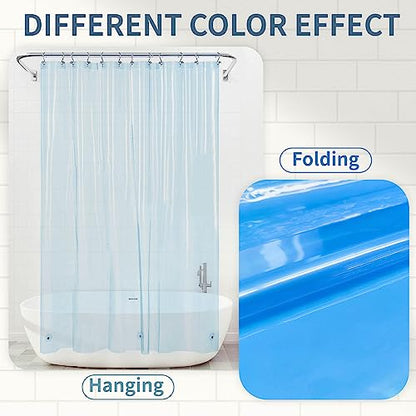 Barossa Design Clear Light Blue Shower Curtain Liner Standard Size | Premium PEVA, PVC Free, Metal Grommets, Waterproof Lightweight Translucent Light Blue Curtain with 3 Magnets for Bathroom - color: Clear Blue, size: 72"W x 72"L (Pack of 1)