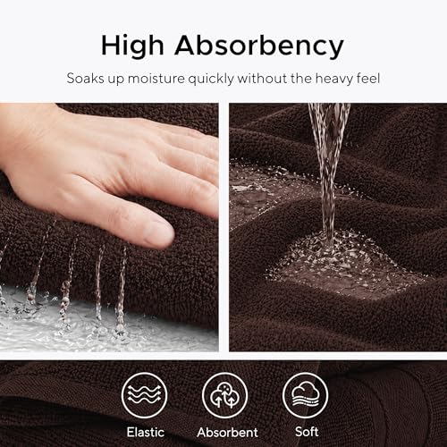 6 Pieces-Turkish Cotton - Luxury Towel Set for Bathroom & Kitchen, 2 Bath Towels, 2 Hand Towels & 2 WashCloths *Valued $79.99* (Dark Chocolate) - color: Dark Chocolate