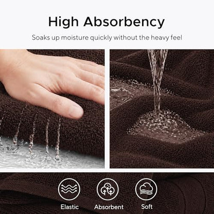 6 Pieces-Turkish Cotton - Luxury Towel Set for Bathroom & Kitchen, 2 Bath Towels, 2 Hand Towels & 2 WashCloths *Valued $79.99* (Dark Chocolate) - color: Dark Chocolate
