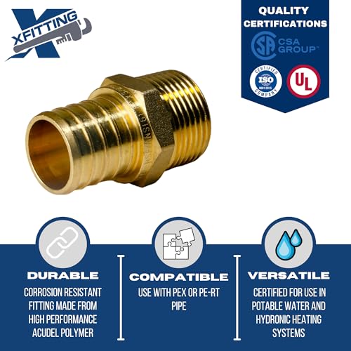 2 Pack XFITTING 1 inch Pex x 3/4 inch Male NPT Adapter, Pex MNPT - size: 1" Pex x 3/4" Male