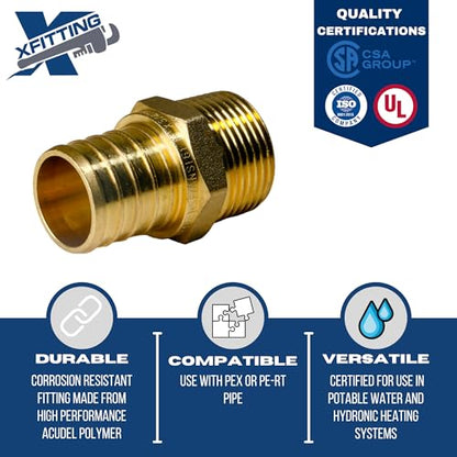 2 Pack XFITTING 1 inch Pex x 3/4 inch Male NPT Adapter, Pex MNPT - size: 1" Pex x 3/4" Male