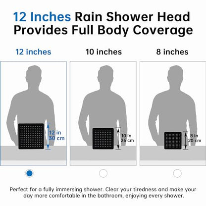 G-Promise 12 Inch All Metal Rain Shower Head with Handheld (Matte Black) | Full Body Coverage, Pause Mode Diverter, Power Wash Mode Handheld, Suits Every Height, Easy to Install, Modern Bath Upgrade - color: Matte Black, size: 12 Inches