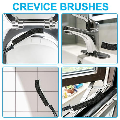 14Pcs Crevice Cleaning Brush Set, Hard Bristle Scrub Brushes Tools, V Shape Grout Cleaner Brush, Multi-Purpose Cleaning Tool for Cleaning Kitchens, Bathrooms, Tile, Sinks, Cups, Straws, and Windows