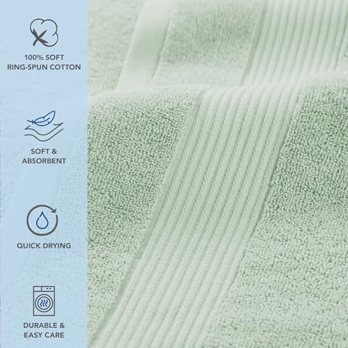 Arkwright Solid 6 Piece Bath Towel Set, 100% Cotton 600 GSM Soft Absorbent Bathroom Towels for Hotel, Spa or Vacation Rental, Eucalyptus Green (2 Bath Towels, 2 Hand Towels, 2 Washcloths) - color: Eucalyptus Green