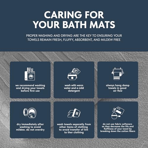 White Classic Luxury Bath Mat Floor Towel Set - Absorbent Cotton Hotel Spa Shower/Bathtub Mats [Not a Bathroom Rug] 22"x34" | 2 Pack | Light Grey - color: 02: Light Grey