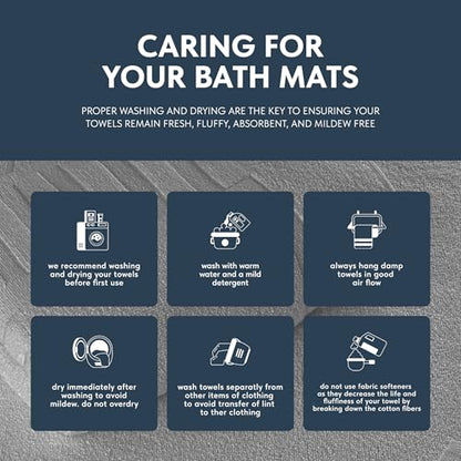 White Classic Luxury Bath Mat Floor Towel Set - Absorbent Cotton Hotel Spa Shower/Bathtub Mats [Not a Bathroom Rug] 22"x34" | 2 Pack | Light Grey - color: 02: Light Grey