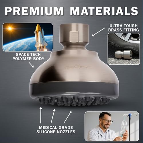 Aqua Elegante Pressure Boosting Shower Head - 1.8 GPM - Brushed Nickel | 3 Inch Wall Mount, Water Saving Showerhead, Best For Low Flow Showers With Anti-Clog Nozzles & Adjustable Brass Fitting - color: Brushed Nickel, size: 1.8 GPM