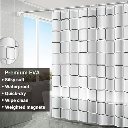 Plastic Shower Liner - Premium EVA 5G Shower Curtain Liner with Rustproof Grommets and 3 Weighted Magnets, Waterproof Shower Curtain for Bathroom(Classic Square, 72”*72”) - color: Classic Square, size: 72”*72”