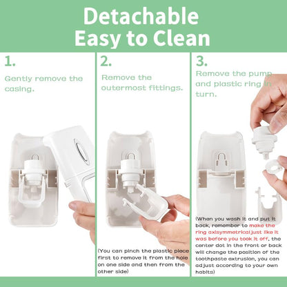 Toothbrush Holder and Toothpaste Dispenser Set | Automatic Toothpaste Squeezer Dispenser, Dispenser Toothpaste Squeezer Kit, Wall Mounted Bathroom Accessories (White) - color: White
