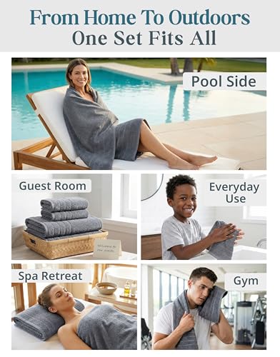 Casa Platino 100% Cotton Towels Set for Bathroom - 12 Pc Family Pack - Super Soft & Quick Dry - 4 Bath, 4 Washcloth, 4 Hand Towels - Oeko TEX Certified, Machine Washable & Durable - Cool Grey - color: 02: Cool Grey, size: 12 Piece Towel Set