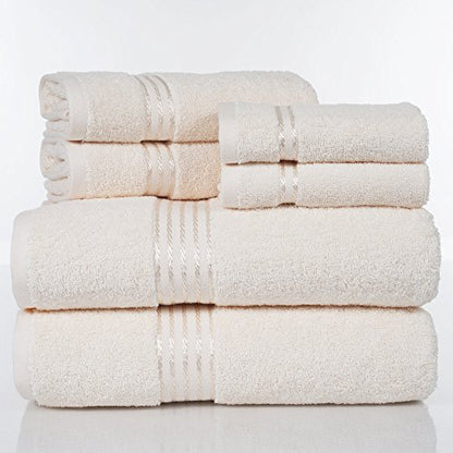 Bedford Home 100% Cotton Hotel 6 Piece Towel Set - Ivory - color: Ivory