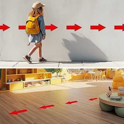 EVQ Arrow Floor Sticker Red 10 x 5 Inch Self-Adhesive Vinyl Decal 20 PCS | Removable Waterproof Large Directional Arrow Floor Sign for Concrete Warehouse Office - color: Red 10"×5"