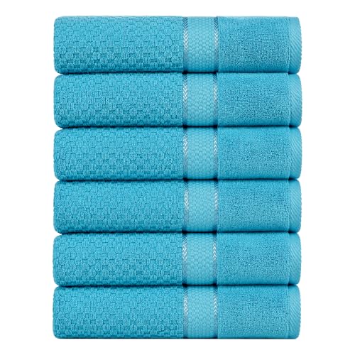 Ample Decor 100% Cotton Hand Towels 18x28 Inches, Popcorn Textured, Soft & Absorbent, Quick Dry, Set of 6, Sky Blue - color: Sky Blue, size: Pack of 6