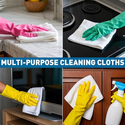 TEAWOO Microfiber Cleaning Cloths-15 Pack, White, Microfiber Towels | Cleaning Rags for Cars, Home(12x12 inches) - color: White, size: 15P