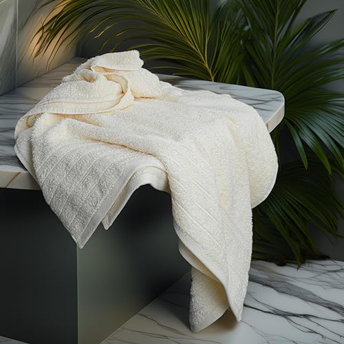 2 Piece Extra Large Bath Sheets 35 x 70 Inches, Cream | 100% Cotton, Larger & Lighter Weight, Quicker to Dry, Super Soft & Absorbent, Oversized Bath Towels - color: Cream