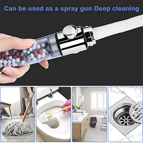 High Pressure Shower Head with Hose, REHAVE Water Saving RV Handheld Shower Head, Shower Sprayer, 3 Mode, Handheld Spray Showerheads for Dry Skin Hair Loss, Purifying Filtration Mineral Stone Beads - style: 3 Spray Settings