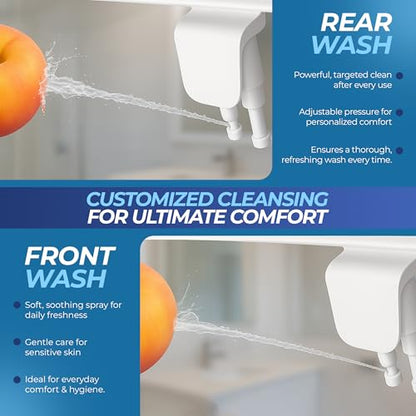 Toilet Seat Bidet Attachment – Smart Bidet Toilet Seat Elongated with Dual Nozzles, Bidet Attachment for Toilet Normal Water, Non-Electric Bidet Sprayer with Essential Oil Spray, by Destinked Bathroom