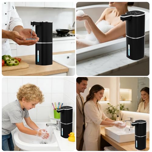 Automatic Liquid Soap Dispenser, Touchless 4 Levels (Black, Liquid) | 14.2 oz Capacity, 4 Adjustable Levels, Liquid Hand Soap Dispenser, Kitchen and Bathroom Accessory - color: Black, size: Liquid