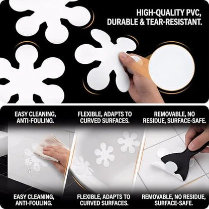Anti Slip Shower Stickers, 100 Pieces Snowflake Shower Floor Non Slip Stickers, Adhesive Decals Safety Strips with Scraper for Bath Tub, Shower Floor and Stairs (100 Snowflake) - size: 100 Snowflake