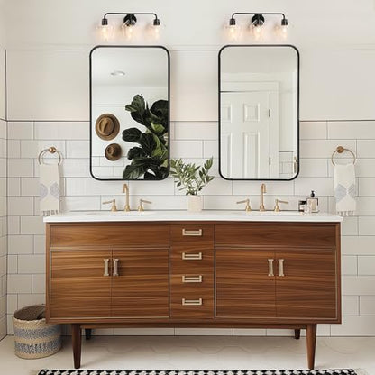KSANA Bathroom Light Fixture, Modern Black Vanity Lights Over Mirror 3 Light Bathroom Lighting with Clear Glass - size: Diamond-shaped Shade