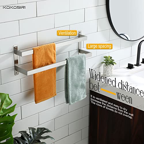 KOKOSIRI Bath Towel Bars Bathroom 2-Tiers Ladder Towel Rails 24-Inch Towel Holders Wall Mounted Towels Shelves Rack Brushed Stainless Steel, B5008BR-L24 - color: Brushed Nickel, size: 24-Inch