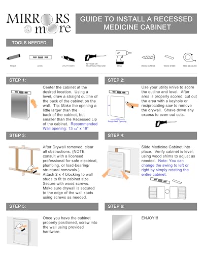White Recessed Medicine Cabinet with Frameless Pencil Edge Mirrior Door Panel (16" x 22") with Adjustable Shelves, Wall Mounted Bathroom Storage Cabinet - color: Pencil Edge