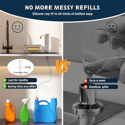 Soap Dispenser for Kitchen Sink, Mecyfaty Under Counter Sink Soap Dispenser Pump with 39" Extension Tube Kit, Built in ABS Kitchen Dish Soap Dispensers with Sponge Holder, No More Refills, Chrome - color: Chrome