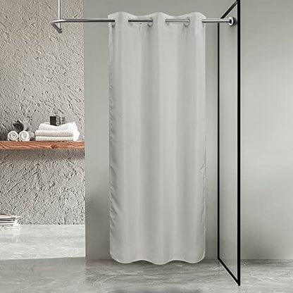 River Dream Stall Size No Hook Grey Shower Curtain Soft Microfiber - 36" Wide Small Fabric Shower Curtain Set for Narrow Stall, Waterproof & Washable, Bottom Magnets, Gray, 36x74 - color: Grey, size: 36"W x 74"L (Pack of 1)