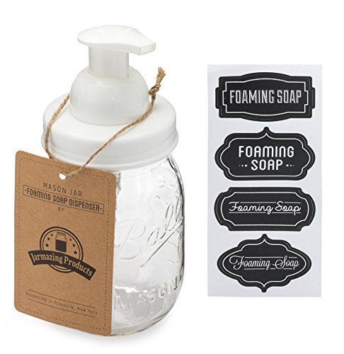 Mason Jar Foaming Soap Dispenser – White – with 16 Ounce Ball Mason Jar - One Pack! - color: Ball Jar, White, size: 1 Pack